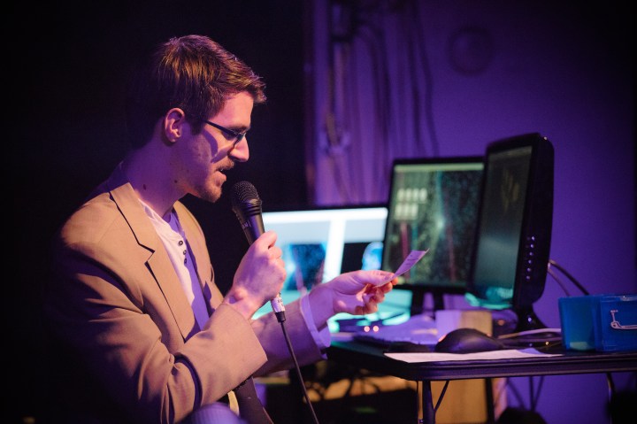 Nathan Glynn reads names at Black's Backbone